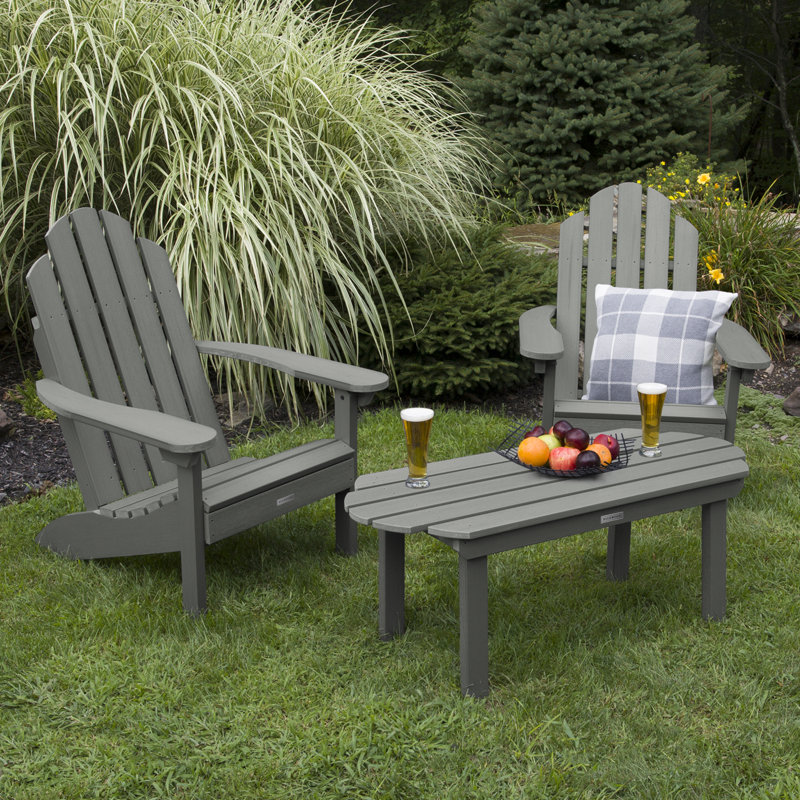Chaise Adirondack en plastique avec table Anette, Teck côtier