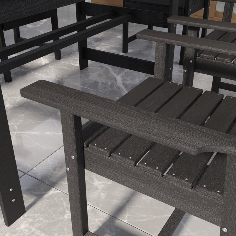 6-Person 70.9" Outdoor Dining Set with Armchairs, Black