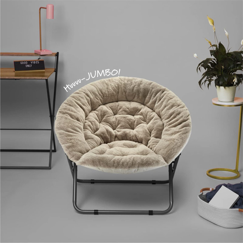  Fauteuil surdimensionné en fausse fourrure de lapin, Gris, Noir
