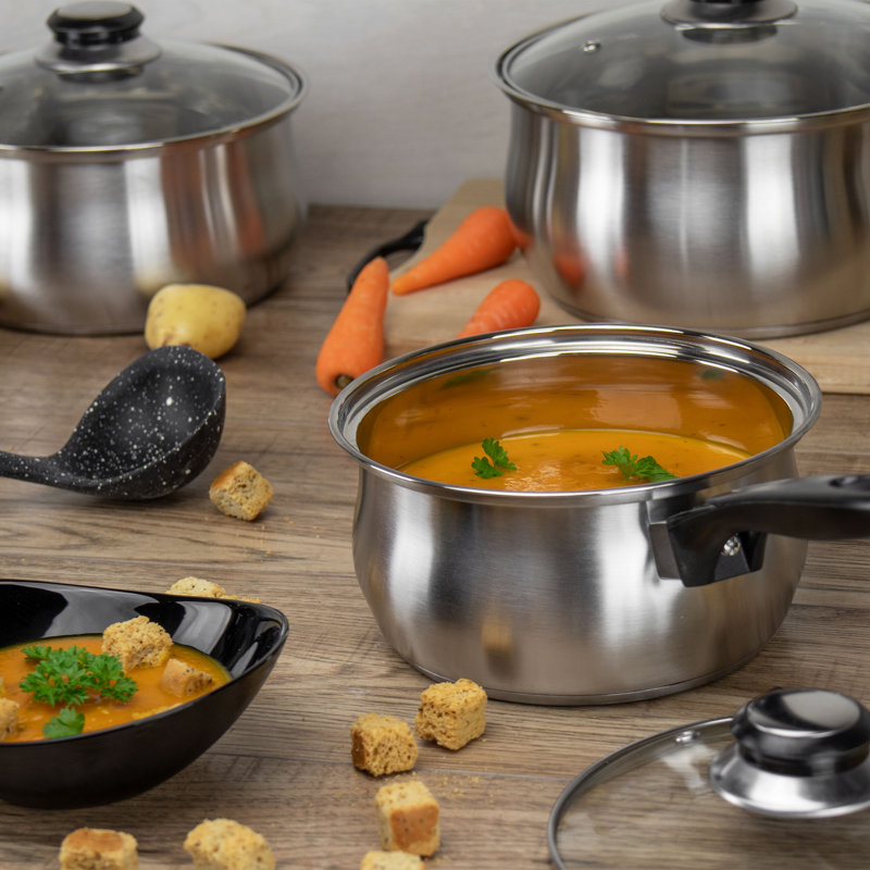 Lustro Stainless Steel (18/0) Saucepan Set