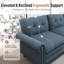 Ensemble de salon rembourré 3 pièces avec canapé et causeuses, canapé modulaire surdimensionné d'aspect lin avec garniture cloutée-2084238642