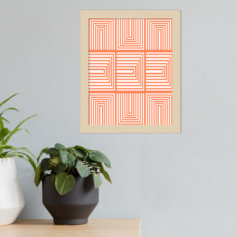 Mid Mid In Orange par Beth Vassalo - reproduction de cadre photo, Encadrement brun, H 33 po x l 27 po