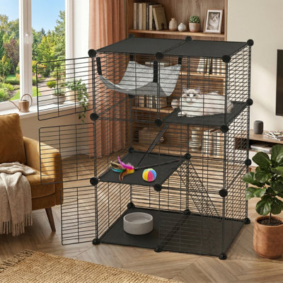 Outdoor Cat Enclosure with Tunnel, Portable Catio & Playpen Tent, Orange, Enclosed Design, for Cats, Rabbits, Puppies & Small Animals
