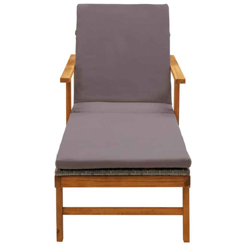 78.7" Long Acacia Single chaise with Cushions, Dark Gray