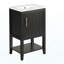Meuble-lavabo de 20 po avec lavabo, armoire de salle de bain avec porte à fermeture douce, support de rangement et tablette ouverte, noir-1295621365