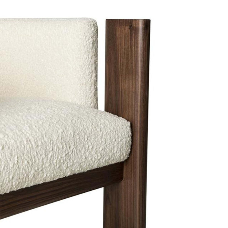 Egg Designs Boucle & Walnut Occasional Chair, White