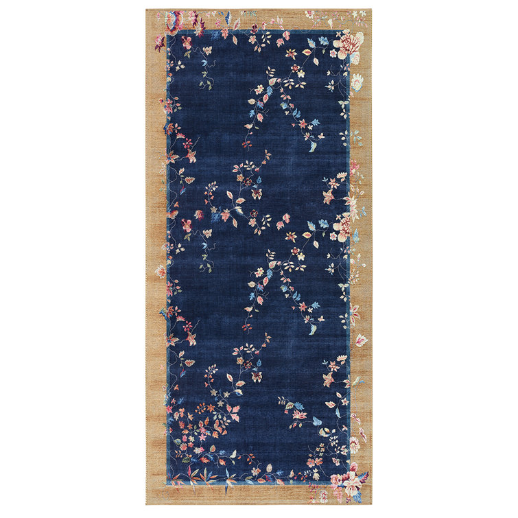 Machine Woven Blue/Gold/Beige Rug