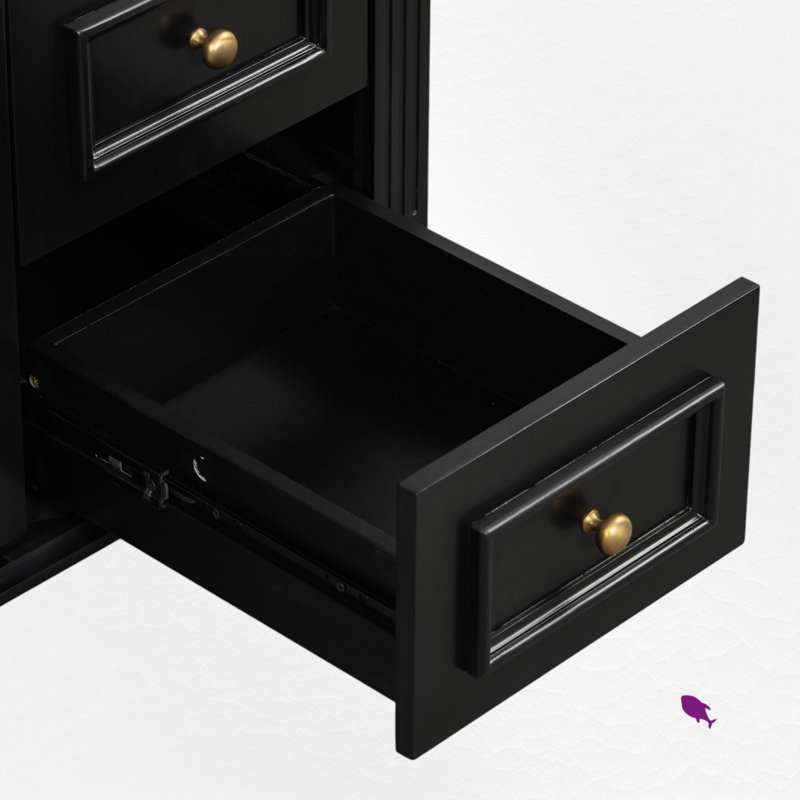 Ensemble de meuble-lavabo simple 36 po avec plateau en céramique, Noir