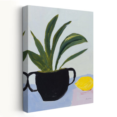 Plante avec citron - noir bleu vert citron