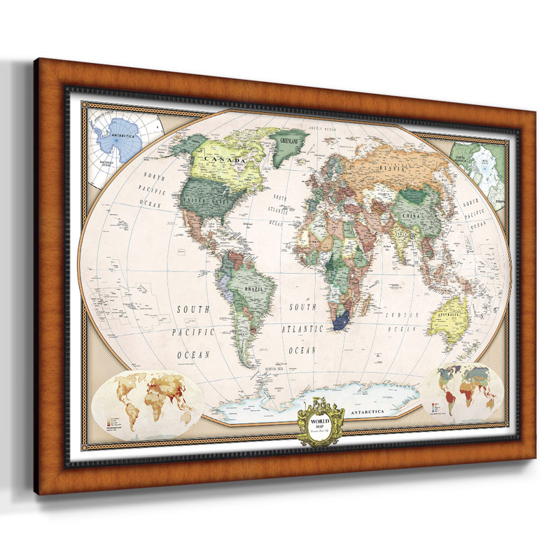 «Push Pin Map», reproduction d'art sur toile, Pacane / ébène, H 24 po x l 36 po x P 1 po