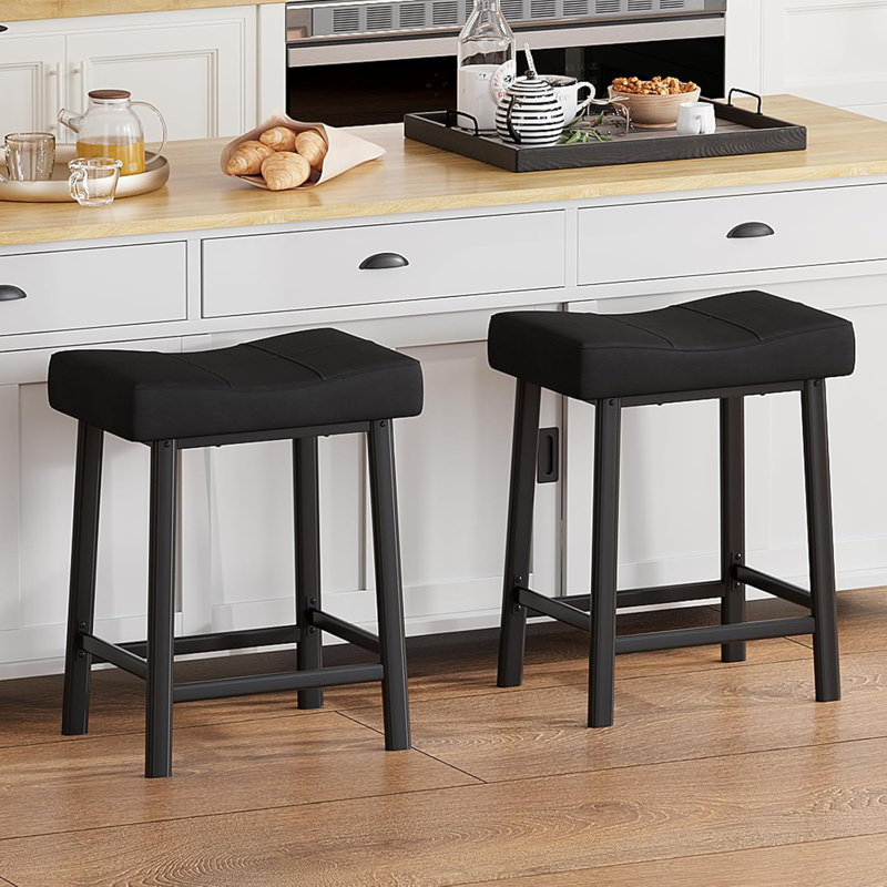 Ensemble de 4 tabourets de bar rembourrés à hauteur de comptoir de 4 po avec surface arrondie