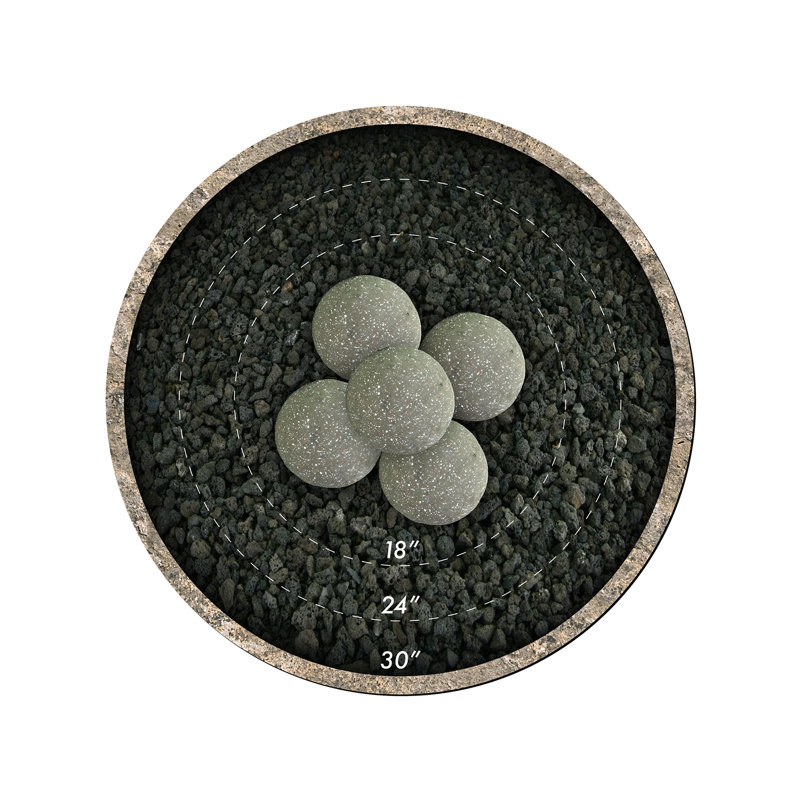 6'' x 6'' Ceramic Fire Pit Accessory, Charcoal Gray Speckled