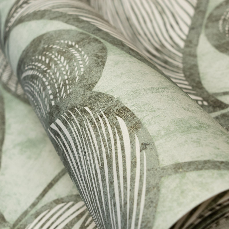 Julie Feels Home Collection Glitter/Shimmer Large Monstera Leaf Wallpaper Roll, Olive Sage
