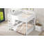 Lit superposé grand sur grand avec armoires de rangement et ports USB, blanc