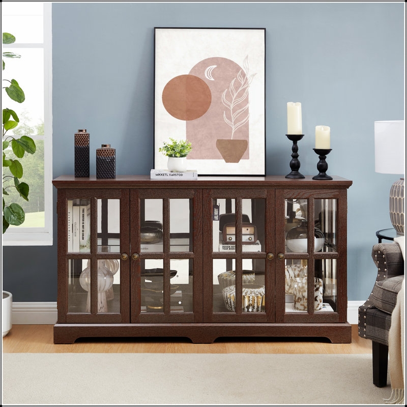 Vitrine antique à DEL avec tablettes réglables et portes en verre, idéale pour mettre en valeur des objets de collection à la maison ou au bureau
