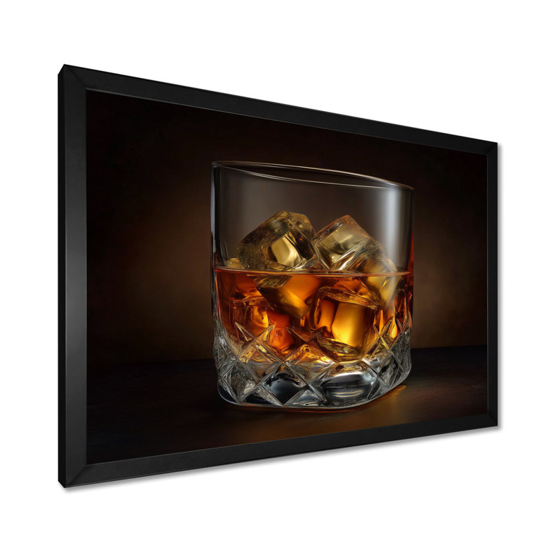 «Glass Of Whiskey», impression sur toile jaune, Cadre photo unique, Noir, H 12 po x l 20 po