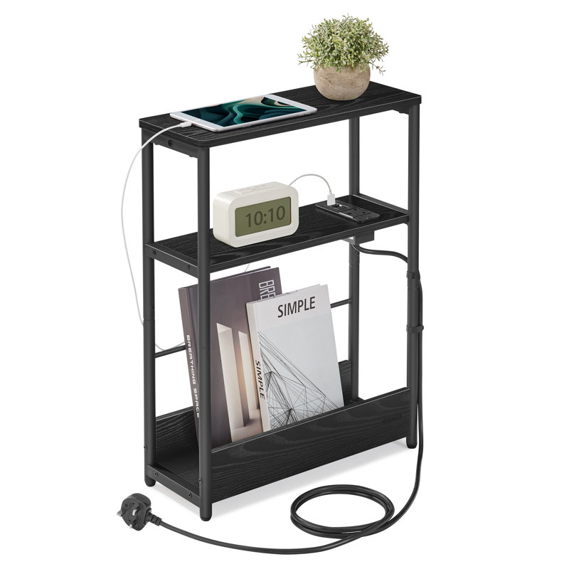 Antioch Floor Shelf End Table, Black, Black