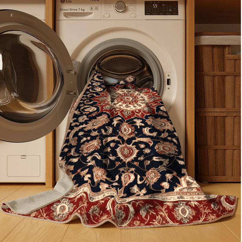 Tapis brun lavable à la machine, Carré 5 pi