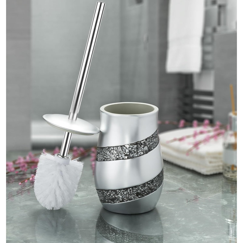 Toilet Brush And Holder Set,Sturdy Stainless Steel,Gray And Silver