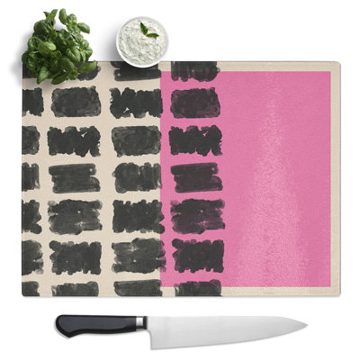 Block Print No.1  Glass Chopping Board
