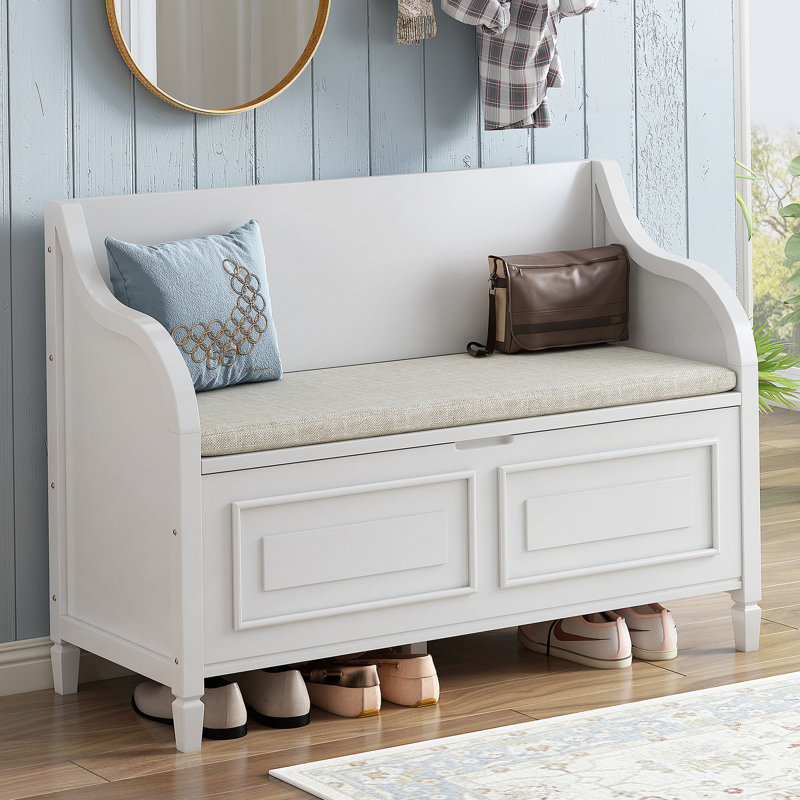 Banc de rangement rustique multifonctionnel (blanc), Blanc