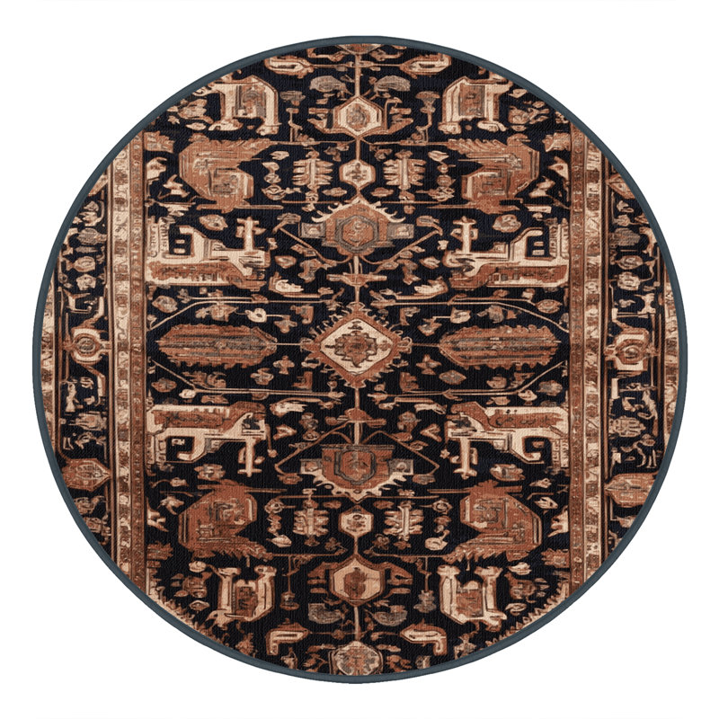 Tapis brun lavable à la machine, Rond 4 pi