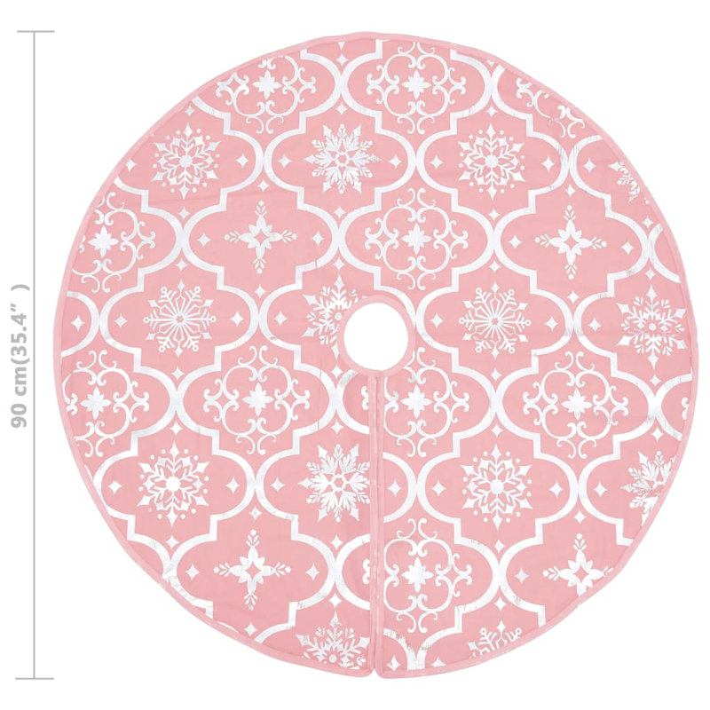 Kimber Luxury Christmas Tree Skirt with Sock, Pink, 90 cm