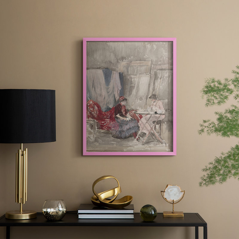 «Vintage Floral Print», impression encadrée CCLXI - bois massif, H 21 po x l 17 po, Rose