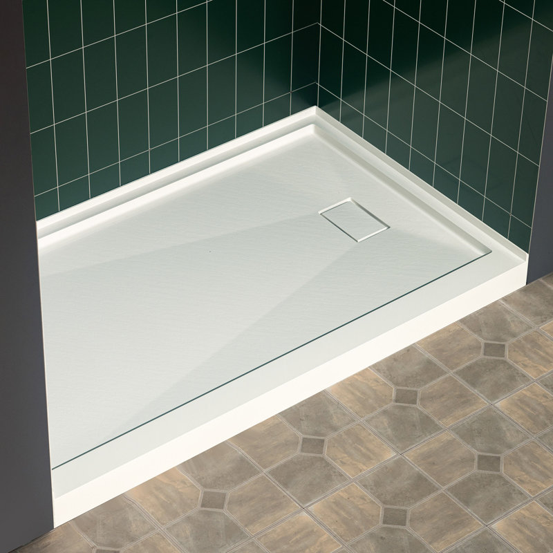48 po X 36 po Base de bac de douche à surface solide en blanc, installation en alcôve avec options de drain gauche / droite / centrale, antidérapante et anti-moisissure