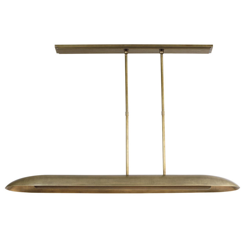 Anne-Marie Barton Remi 60" Linear Pendant, Mottled Brass and Warm Walnut