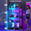 5-Tier Arched Display Cabinet with Glass Doors and RGB Lights for Trophy, Collectibles-1265179078