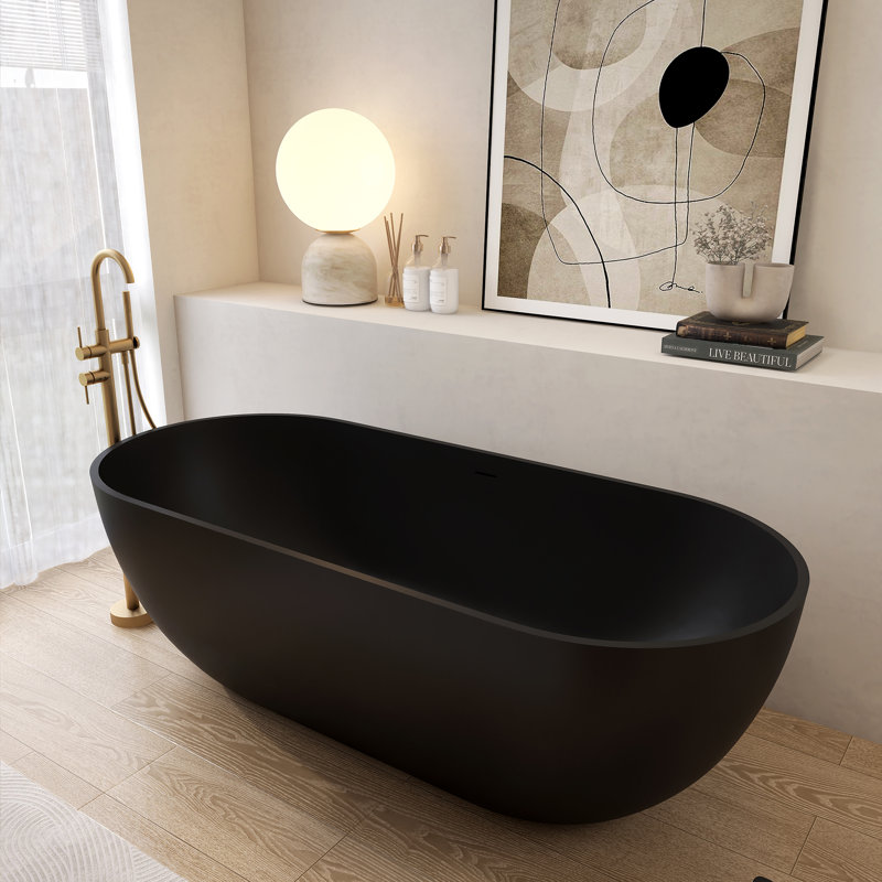Baignoire autoportante 68,9 po, Noir mat