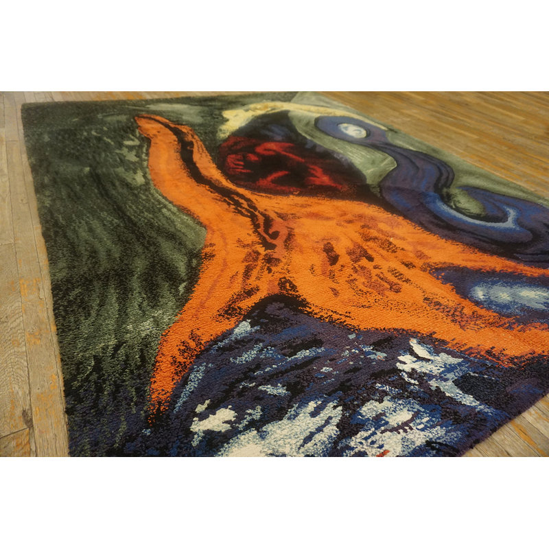 Vintage Mid Century Modern Allover Hand Knotted Pile Art Rug