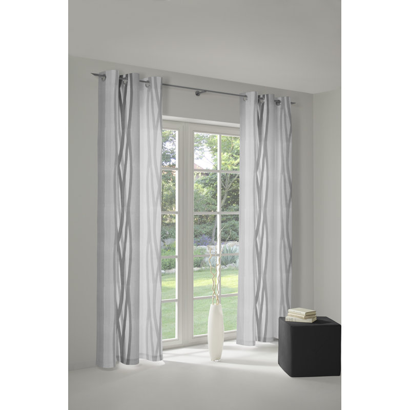 Brecken Eyelet Room Darkening Thermal Single Curtain, 145cm Width x 220cm Drop, Grey/Brown/Blue