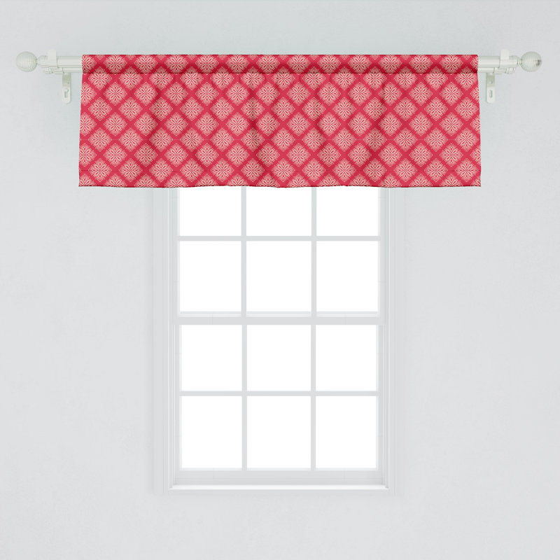 Ambesonne Ambesonne Abstract Valance Pack of 2 Heart Ornamental Motif Dark Pink Champagne