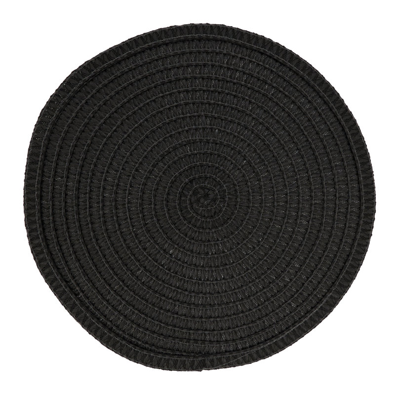 Black Round Woven Fabric Placemats Set of 4