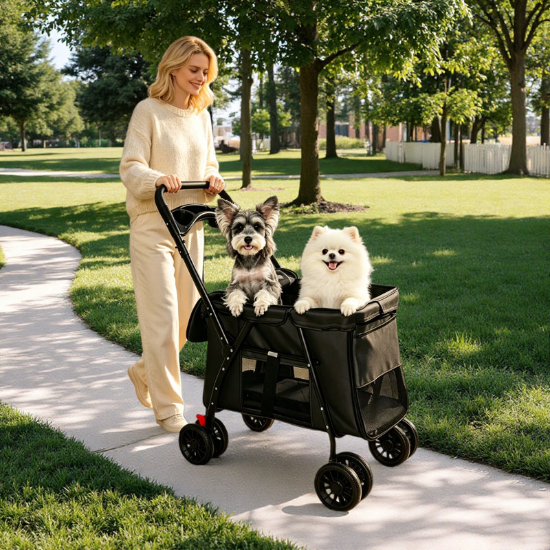 Poussette pliable pour animaux, Black