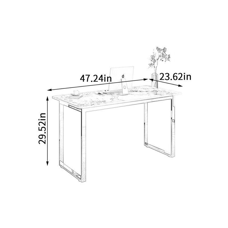 Bureau en acier inoxydable Minimalist, H 29,52 po x l 47,24 po x P 23,62 po, Gris