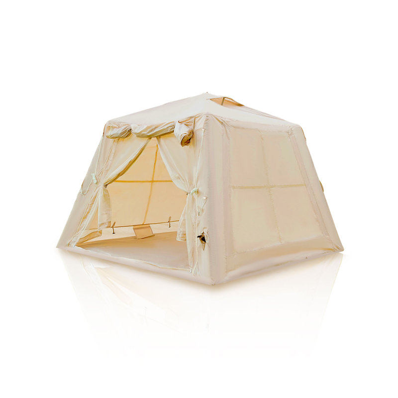 Tente de camping gonflable de 5,76 m² avec auvent, tente de glamping 4 saisons imperméable à l'eau, tente de soufflage facile à installer pour 2 à 3 adultes avec pompe à main | Idée de cadeau