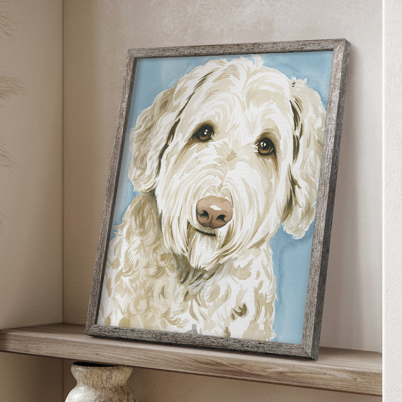 Labradoodle I, reproduction encadrée - bois massif, H 15 po x l 12 po