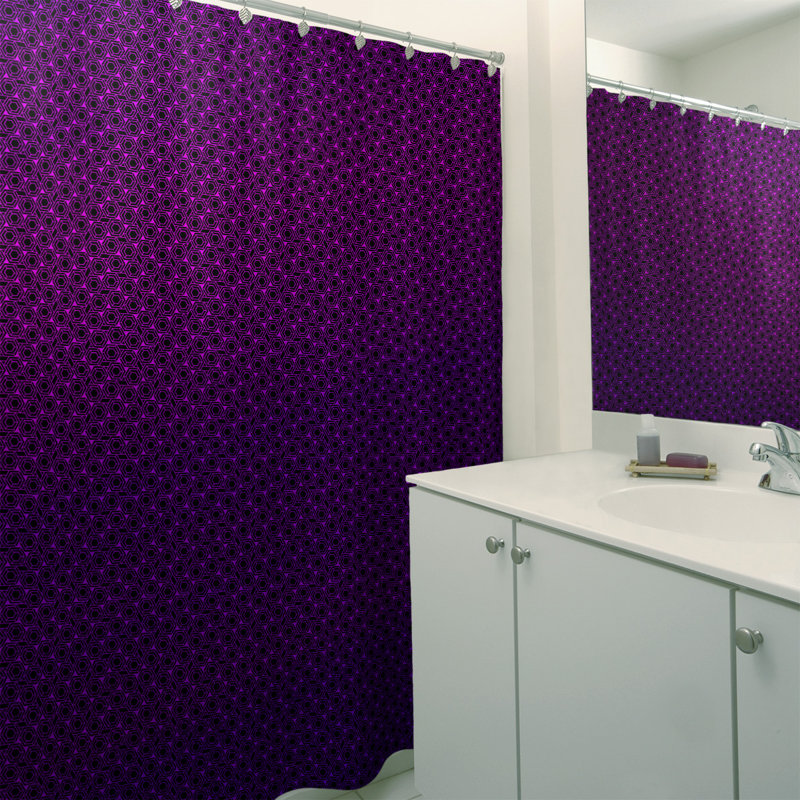 Rideau de douche simple hexagonal classique, Dégradé mauve, Classic Hexagonal