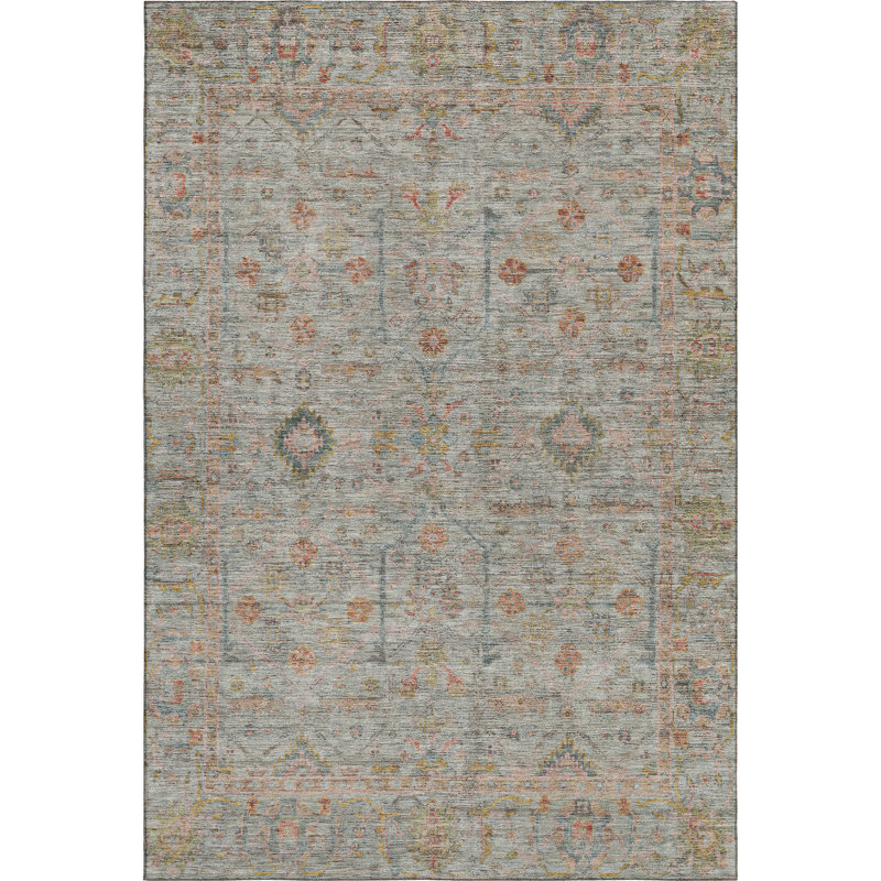 Premium Machine Washable Ducote AMF1136 Global Rug, Rectangle 10' x 14'