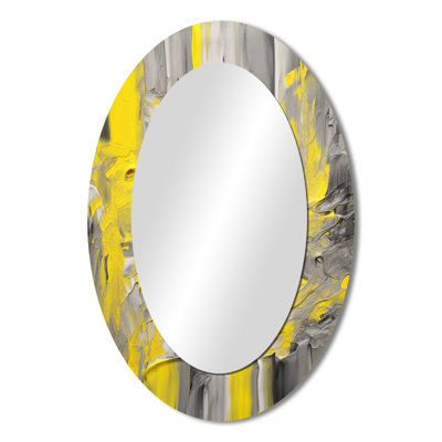 Mustard Yellow And Vivid Gray IV - Yellow Oval Wall Mirror Decor