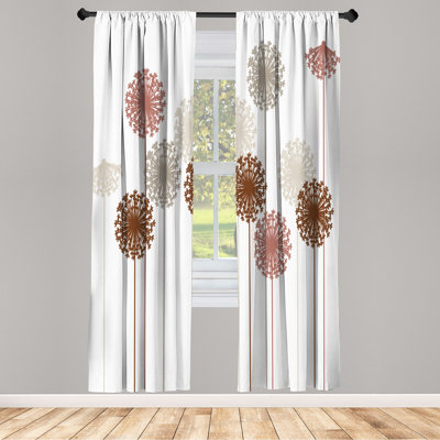 Microfiber Floral Semi-Sheer Rod Pocket Curtain Panels