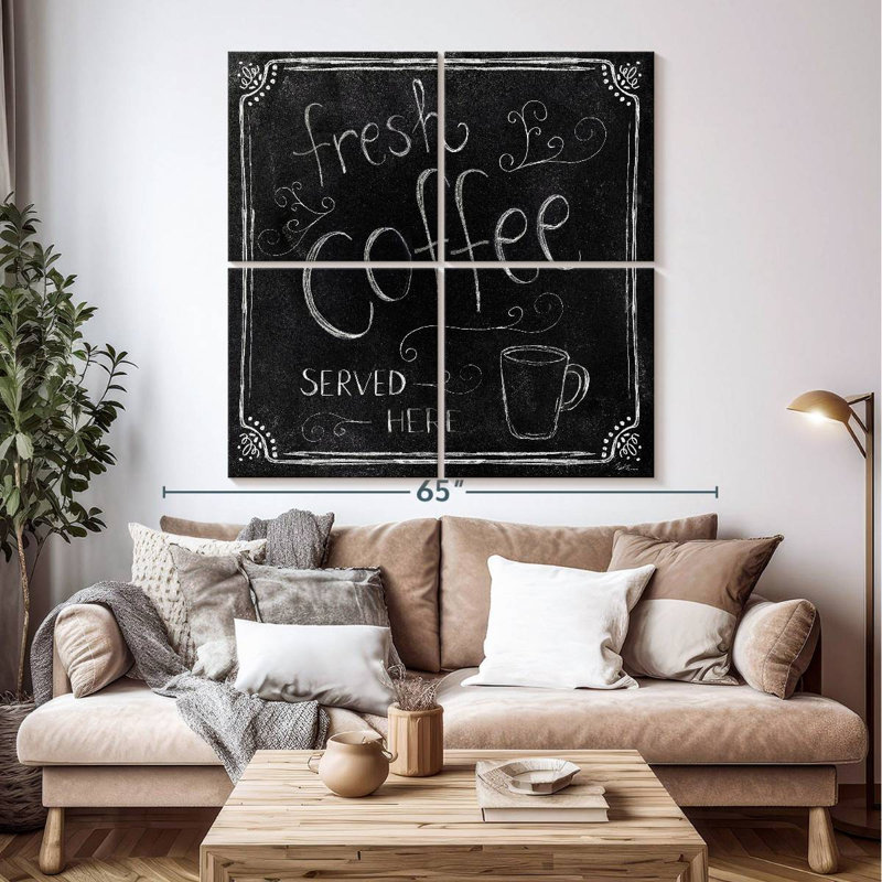 Plaque murale Kema Fresh Coffee Served Here, H 50 po x l 50 po