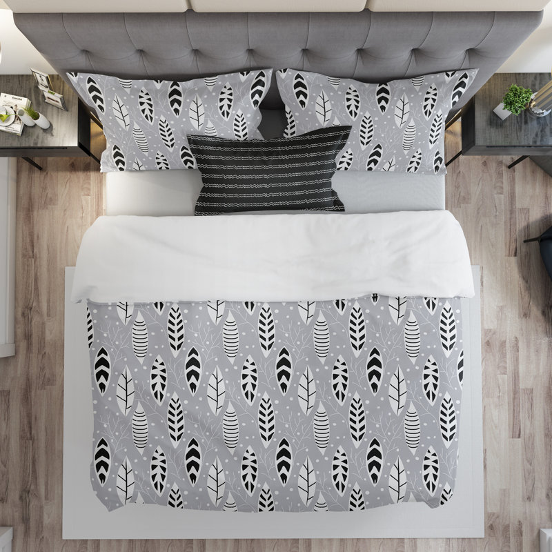 Ensemble de housse de couette Myla, Housse de couette très grand + 2 taies décorativ, Gris