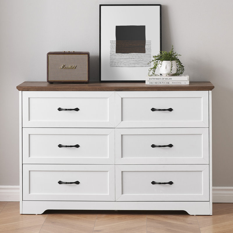 Flesner 6 Drawer Storage Drawer, Brown/White