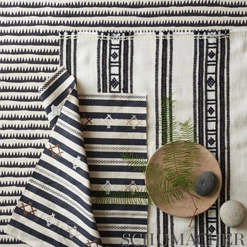 Rhodes Stripe Fabric, Black