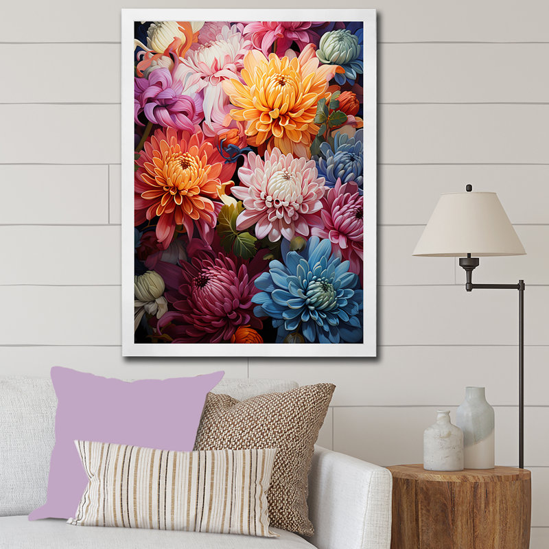 «Mums With Leur Caractéristique», reproduction sur toile, Cadre flottant blanc, H 32 po x l 24 po x P 1 po