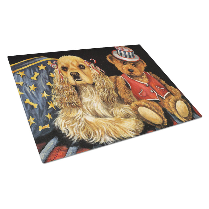 Caroline's Treasures Boxer Got Mail Glass Cutting Board, Cocker Spaniel Annie and Henri